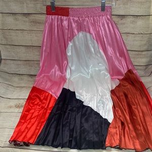 Women's Graffiti Pleated Skirts Elastic Waist A-Line Swing Midi Skirt